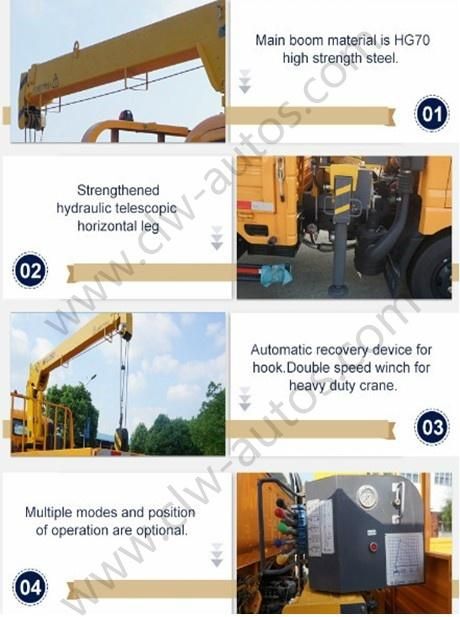 China Dongfeng 2t Construction Straight Telescopic 3-Arms Boom Truck Mounted with Crane