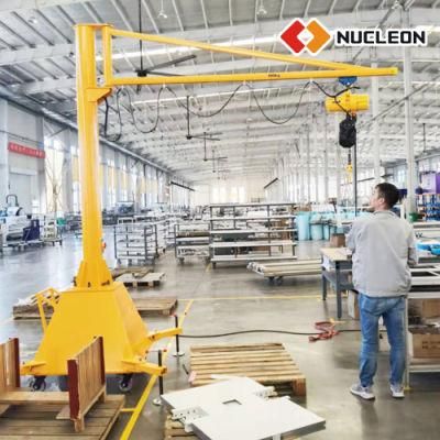 CE Certified 250kg Portable Small Movable Jib Crane with Free Traveling Wheels