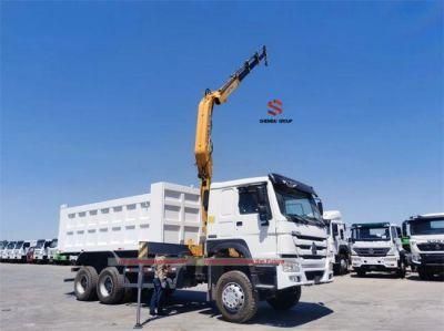 Sinotruk HOWO 20t Cargo Box 6.3ton Hydraulic Knuckle Boom Crane Tipper Truck