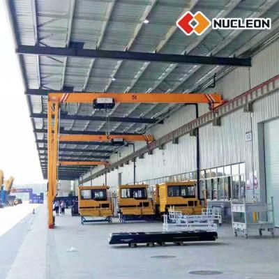 China Top Manufacturer Nucleon 3 Ton 5 Ton 10 Ton Industrial Single Girder Gantry Crane with Hanging Hoist