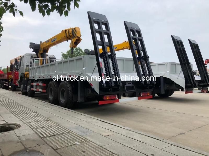 HOWO A7 Model 8X4 Flat Bed Truck Mounted Crane