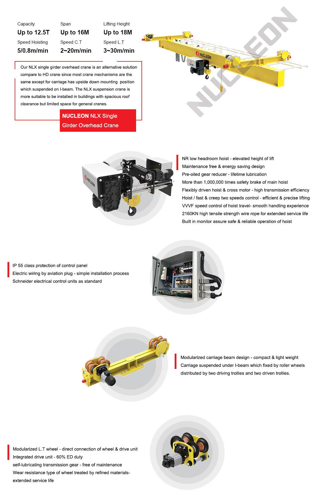 1~10 Ton Ceiling Mounted Underslung Suspension Overhead Crane