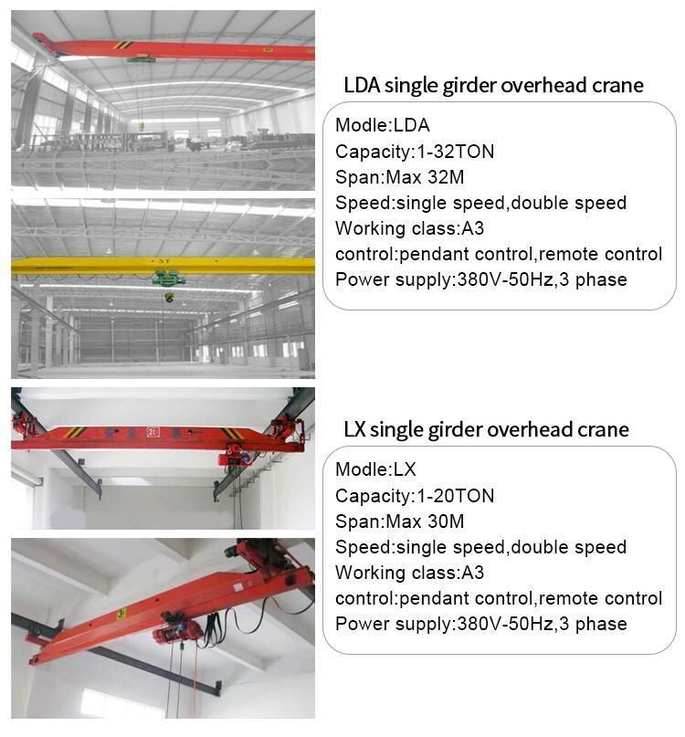 5ton Single Girder Bridge Crane Used for European Electric Wire Rope Hoist