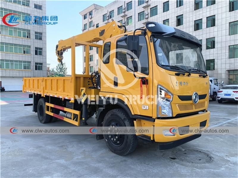 5tons 6.3tons 8tons Dongfeng Hydraulic Telescopic Boom Crane Truck Mounted Crane Cargo Truck with 3 Stages Straight Boom Crane