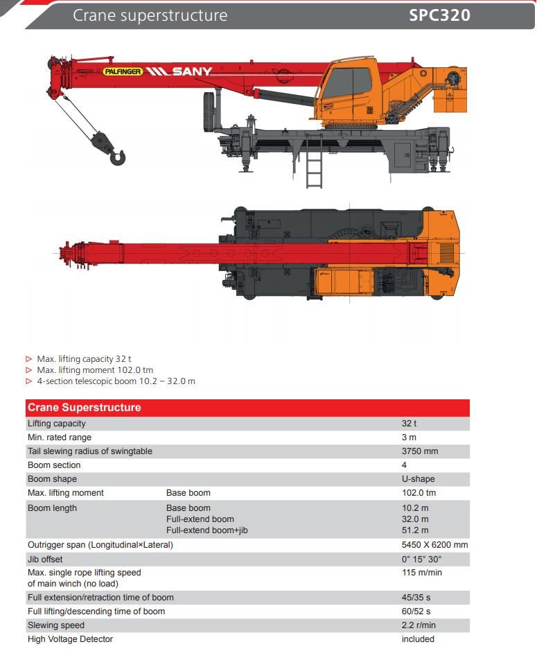 Spc320 32 Tons General Chassis Crane