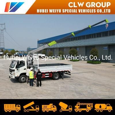 Mounted Crane Truck 5tons 4 Stages 360 All Rotation Straight Arm Truck