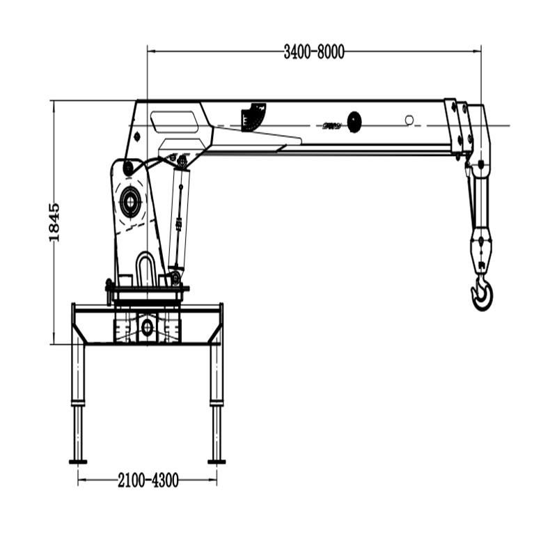 Telescopic boom truck mounted pickup truck crane SQ4S3 HBQZ 4 tons cranes with Jiaheng hydraulic cylinders
