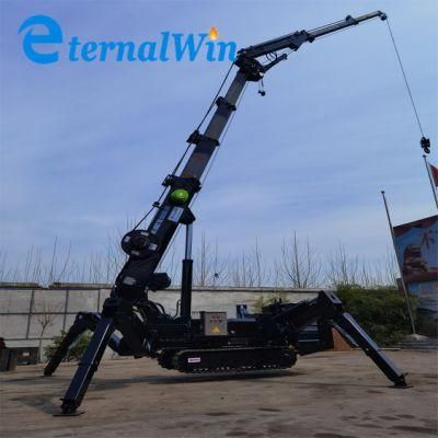 8 Ton Construction Lifting Crane Remote Control Crawler Spider Crane with Fly Jib and Basket