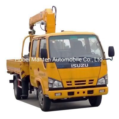 Isuzu Double Cabin 98HP 130HP Truck Crane 360 Degree Rotation Euro 5 4X2 3ton Truck Crane Straight Boom