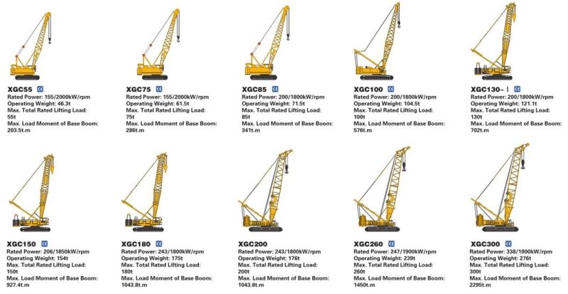 Hydraulic Lifting Hoisting Equipment Crawler Crane XCMG 25 Ton 55 Ton 75 Ton 130 Ton Mobile Crawler Crane Price (more models for sale)