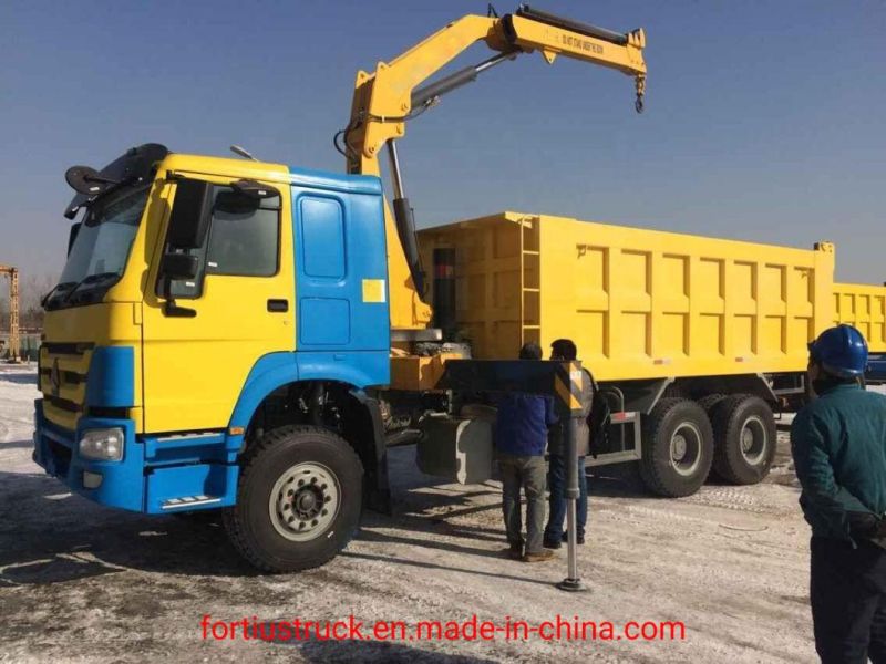 Sinotruk HOWO 6X4 336HP 371HP 40t Load Dump Tipper Truck Mounted Knuckle Boom Crane 5-10t Hot Sale