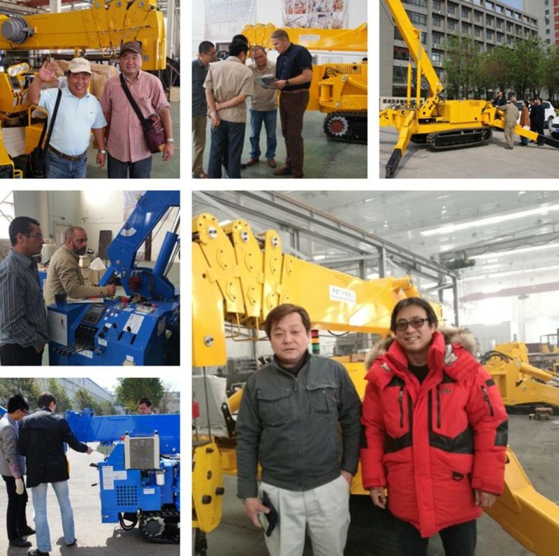 8 Ton Construction Lifting Crane Remote Control Crawler Spider Crane with Fly Jib and Basket