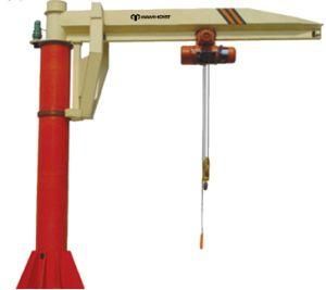 Floor Base Plate Mounted Fixed Column Slewing Manual Rotate 5 Ton Lifting Swing Lever Jib Crane with Motor Hoist