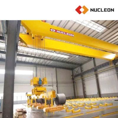 Steel Mill Heavy Duty Eot Double Girder Overhead Crane 10 Ton with Rotary Magnetic Beam for Rebar Shop