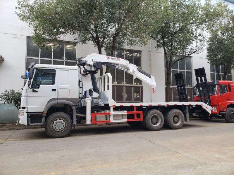 Sinotruk HOWO 6X4 Truck Mounted with 6.3t Knuckle Boom Crane 7t Folded Arm Crane Truck Heavy Flatbed Transporter