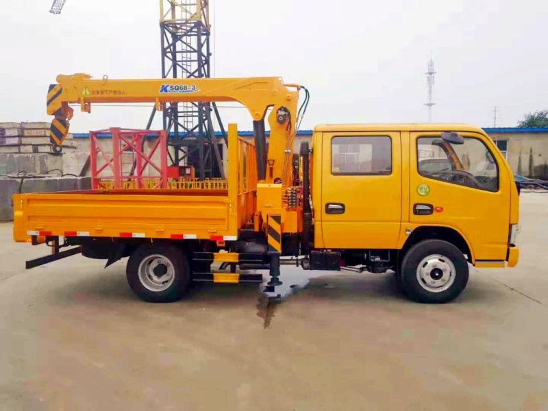 China 4X2 Dongfeng 2tons 3tons Construction Knuckle Boom Mounted Truck Crane with 3-Arms with Drill Pipe Wood Grabber Brick Grabber