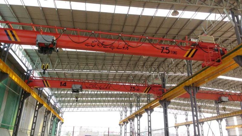 European Standard Double Girder Overhead Crane with Trolley Hoist and Open Winch Hoist