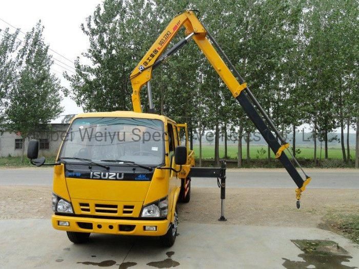 Good Price Japanese Brand Equipment Construction Material Transport Isuzu 3ton 4tons Truck Mounted with Telescopic Boom Crane
