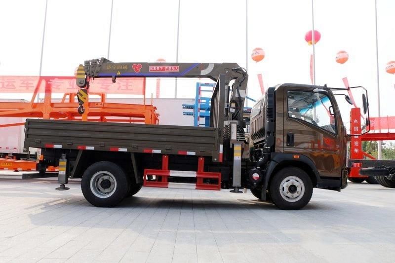 HOWO 4X2 Factory Customized 3tons 4tons 4-5 Meters Cargo Box Mounted with Telescopic Boom Arm Crane Truck Lorry-Mounted Crane Truck