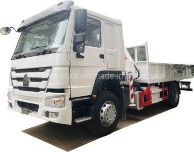 Used China Truck HOWO 6 Wheelers 290HP Engine Power 8ton Folding Arm Truck with Crane for Sale