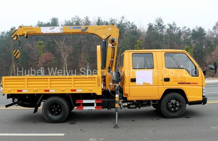 Jmc/JAC/Isuzu Double Cabin Telescopic Boom Construction Machine 2ton Truck Mounted Crane 3.2ton Truck with Crane