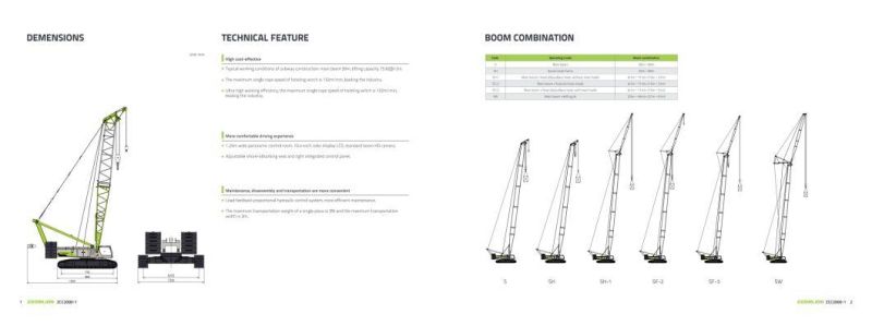 Zoomlion Zcc2000-1 New Product 200 T Crawler Crane with Lattice Boom