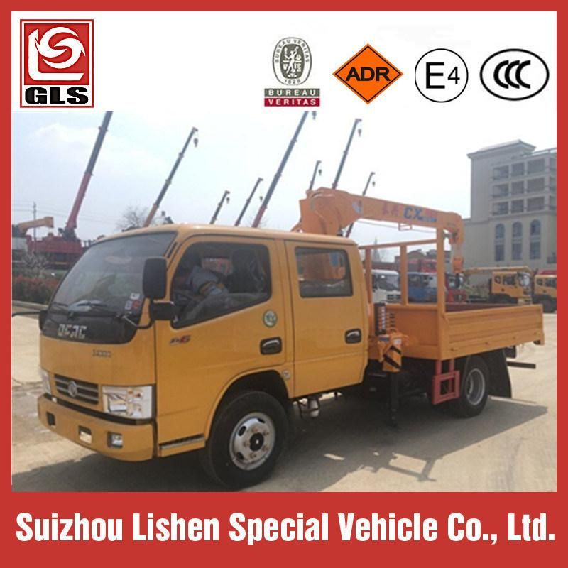 Dongfeng Double Cabin 3.5t 3.5ton Truck with Crane Telescopic Crane Truck