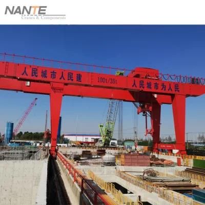 Fem Standard 80ton Double Girder Gantry Crane with Electric Winch