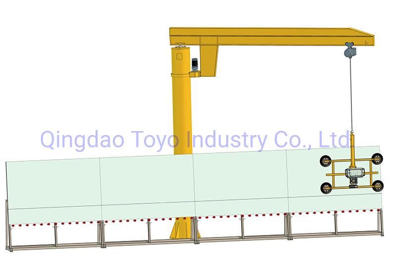 Straight Edge Glass Processing Line Used Pillar Type Jib Crane Vacuum Lifter Glass Lifting Equipment Crane Railling