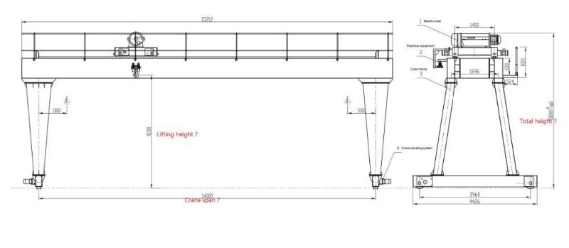 Indoor Outdoor China Factory 5t 10t 15t 20t Mini Gantry Crane with Good Price for Selling