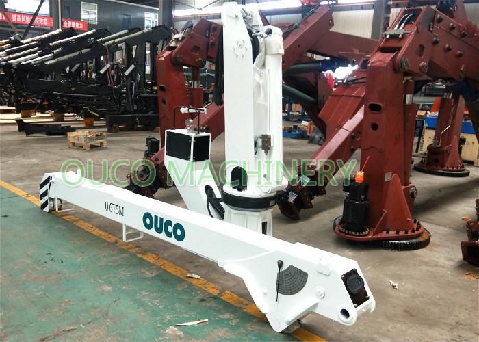 Ouco 0.7t6m Hydraulic Telescopic Marine Crane Stable Operation