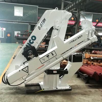 Ouco Popular Product 0.6t8m Folding Telescopic Boom Marine Crane for Ship Working