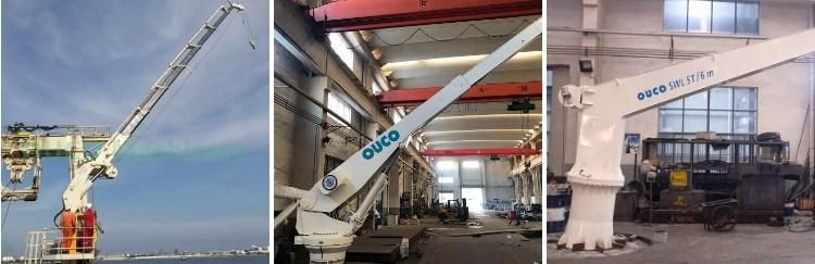 Ouco High Quality Knuckle and Telescopic Marine Crane with 0.6t Load Capacity and 8m Jib Length