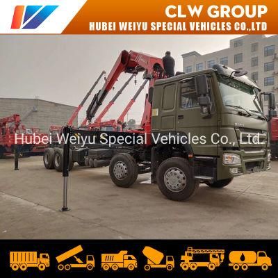 HOWO 8*4 25t Cargo Truck Mounted Crane 25tons Palfinger Knuckle Boom Five Section Folding Arm Crane Truck