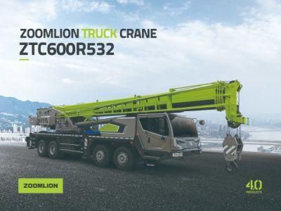 Zoomlion 60 Ton Hydraulic Mobile Crane Ztc600r532 Telescopic Boom Truck Mounted Lift Crane