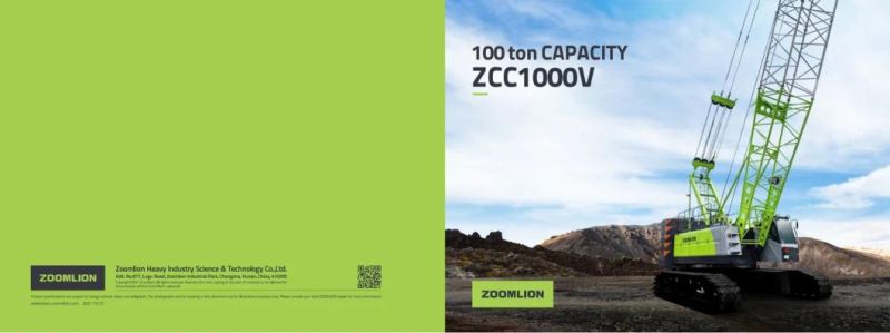 Zoomlion Zcc1000V New Product 100 T Crawler Crane with Lattice Boom