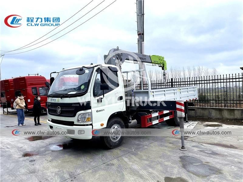 Foton Hydraulic Telescopic Boom Crane Truck Mounted 5tons Crane Cargo Truck with 4 Stages Crane