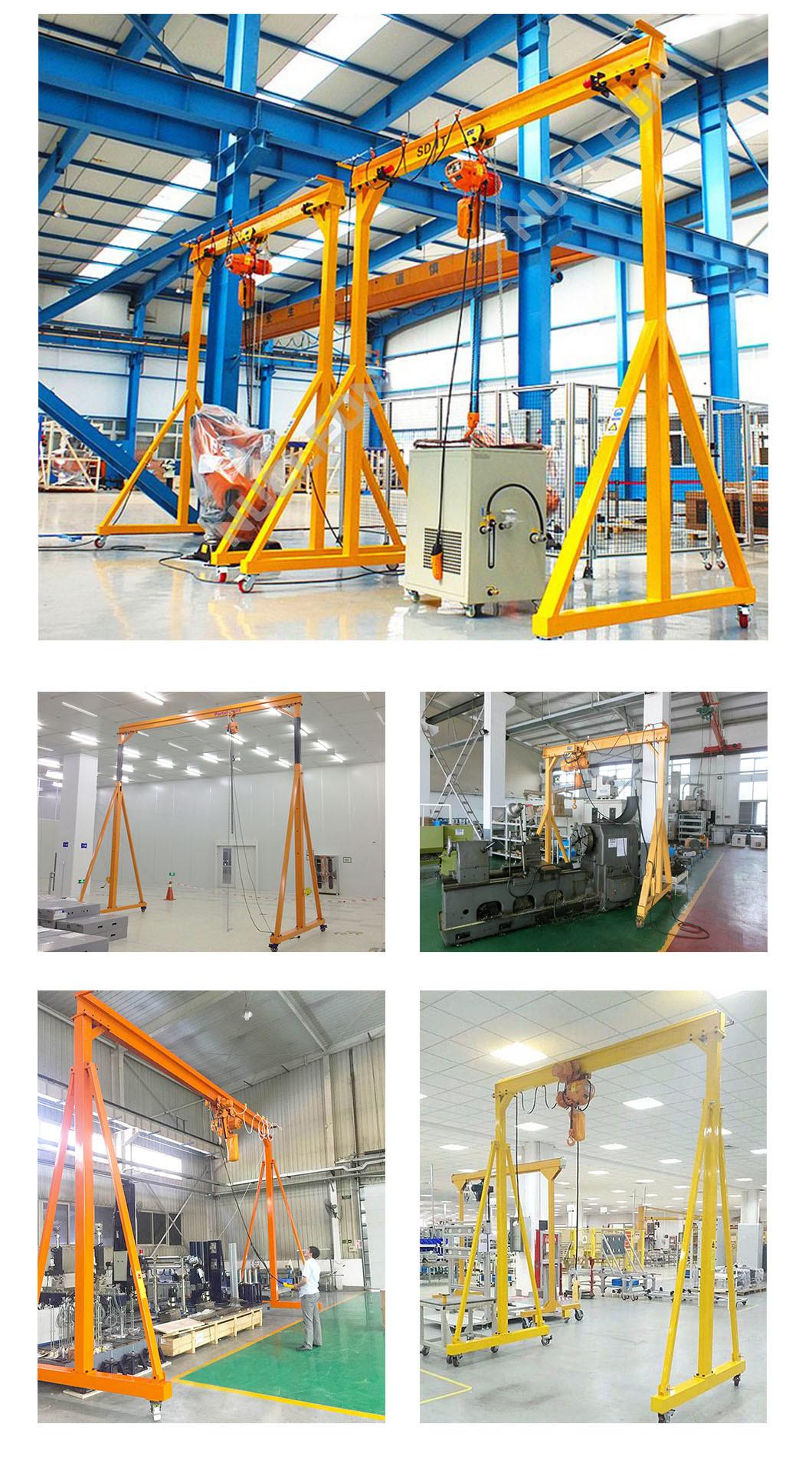 CE Certified Trackless None Rail Traveling Mobile a Frame Gantry Crane 1t for Injection Moulding