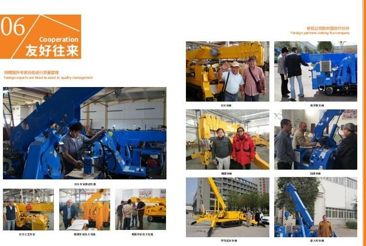 Cheap High Quality Spider Crawler Crane 1 Ton 3 Ton 5ton 8ton 10ton 12ton Spider Crane Manufacture