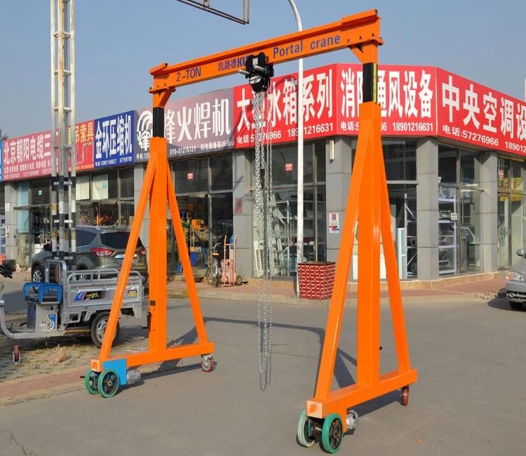 2t Small Light Manual Gantry Crane with Wheels, Mobile Gantry Crane