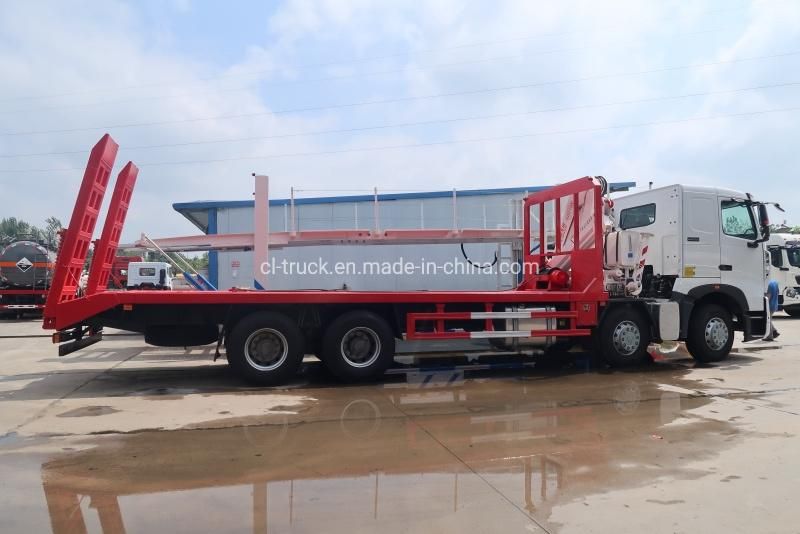 HOWO A7 Model 8X4 Flat Bed Truck Mounted Crane