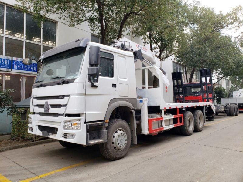 Sinotruk HOWO 6X4 Truck Mounted with 6.3t Knuckle Boom Crane 7t Folded Arm Crane Truck Heavy Flatbed Transporter
