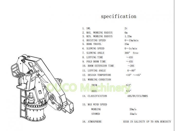 China Factory Customized 2t6m Foldable Telescopic Boom Marine Crane