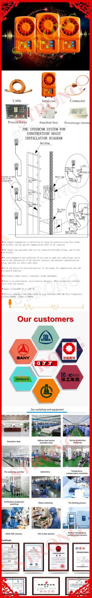 Emergency Intercom Wireless Phone System in Construction Hoist