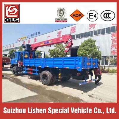 Dongfeng 6 Wheels 8ton Wrecker Truck with Crane 10 Tons Truck Crane Mounted