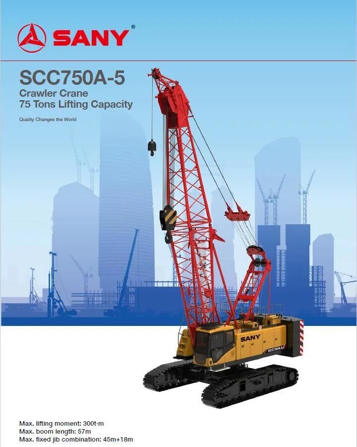 Scc750A-5 75t Crawler Crane with Isu/Zu Engine