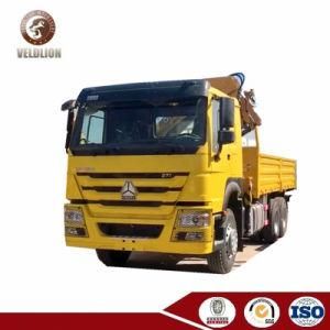 HOWO Rhd 336HP 10 Tons 12 Tons 5 Arms Remote Control Folded Knuckle Crane Truck with Flatbed for Elevator Transportation