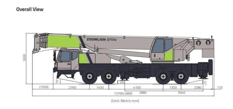 Zoomlion 55tons Truck Crane Qy55V532.2