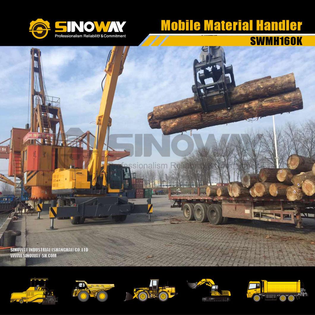 Material Handler on Wheel 16 Ton Grabber Crane for Timber Handling