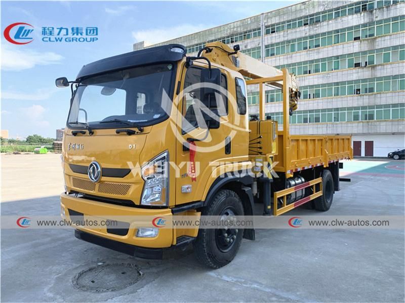 5tons 6.3tons 8tons Dongfeng Hydraulic Telescopic Boom Crane Truck Mounted Crane Cargo Truck with 3 Stages Straight Boom Crane